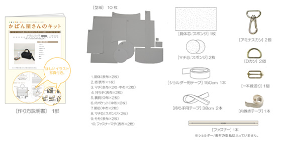 ドラムバッグの作り方 型紙レシピセット 付属付 かばん屋さんのキット